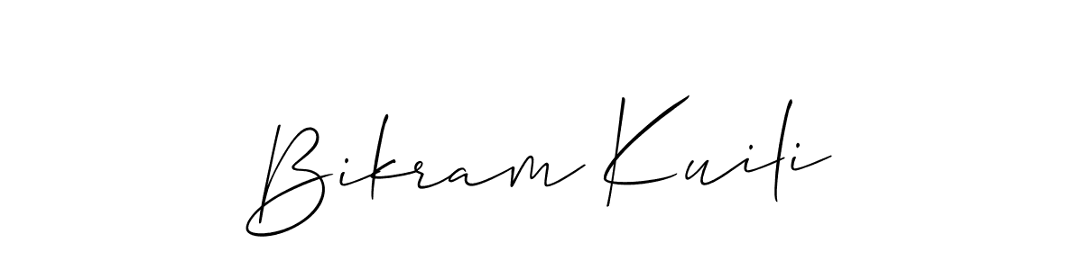 Also You can easily find your signature by using the search form. We will create Bikram Kuili name handwritten signature images for you free of cost using Allison_Script sign style. Bikram Kuili signature style 2 images and pictures png