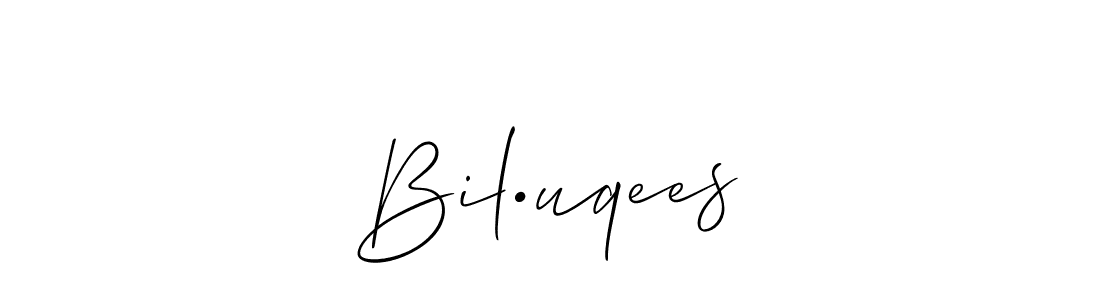 Also You can easily find your signature by using the search form. We will create Bil•uqees name handwritten signature images for you free of cost using Allison_Script sign style. Bil•uqees signature style 2 images and pictures png
