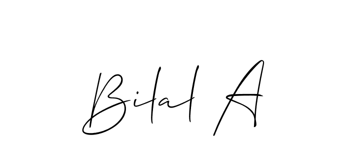 Make a short Bilal A signature style. Manage your documents anywhere anytime using Allison_Script. Create and add eSignatures, submit forms, share and send files easily. Bilal A signature style 2 images and pictures png