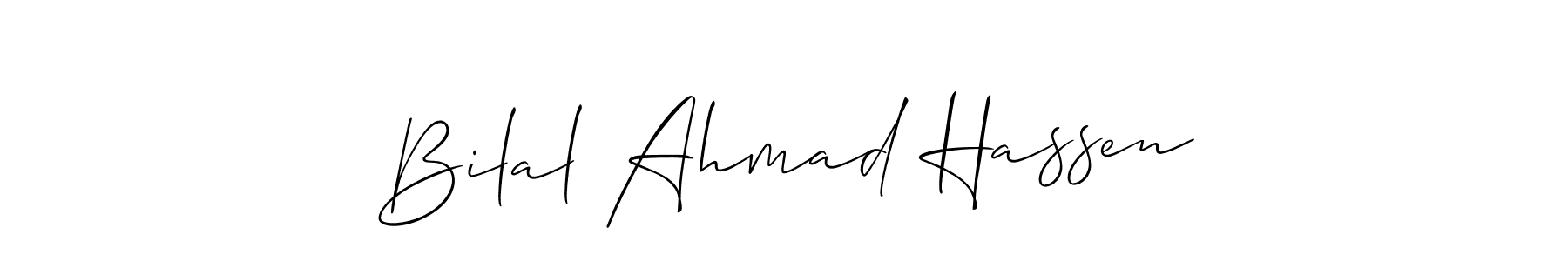 You should practise on your own different ways (Allison_Script) to write your name (Bilal Ahmad Hassen) in signature. don't let someone else do it for you. Bilal Ahmad Hassen signature style 2 images and pictures png