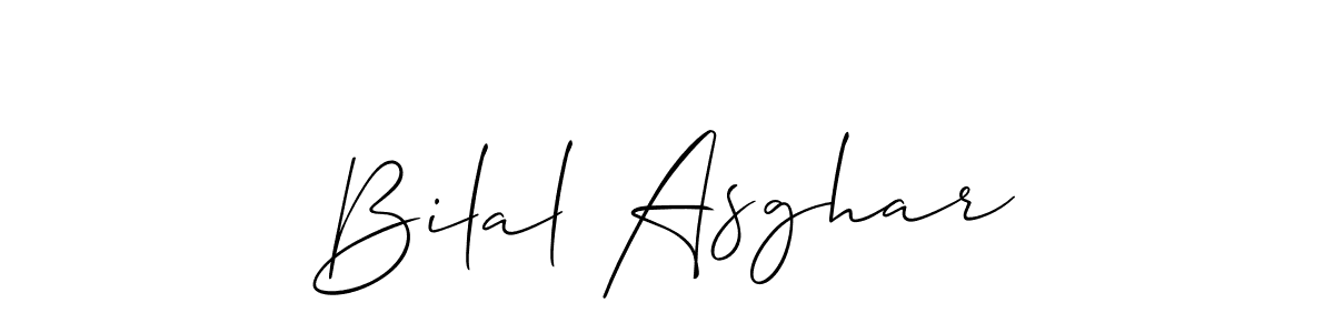 Create a beautiful signature design for name Bilal Asghar. With this signature (Allison_Script) fonts, you can make a handwritten signature for free. Bilal Asghar signature style 2 images and pictures png