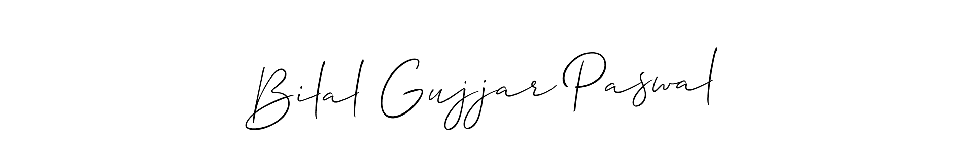 Make a beautiful signature design for name Bilal Gujjar Paswal. With this signature (Allison_Script) style, you can create a handwritten signature for free. Bilal Gujjar Paswal signature style 2 images and pictures png