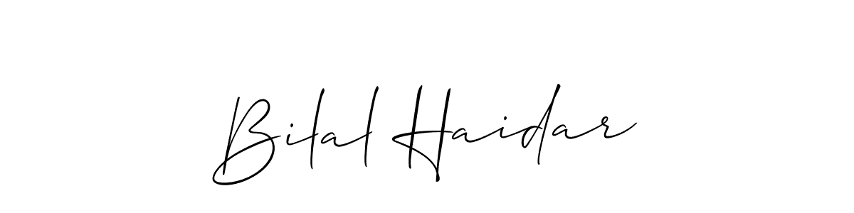 Use a signature maker to create a handwritten signature online. With this signature software, you can design (Allison_Script) your own signature for name Bilal Haidar. Bilal Haidar signature style 2 images and pictures png