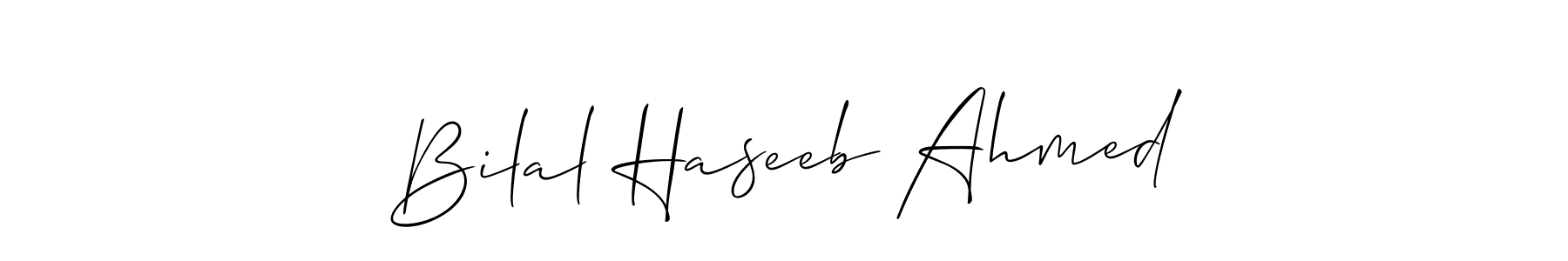 Make a short Bilal Haseeb Ahmed signature style. Manage your documents anywhere anytime using Allison_Script. Create and add eSignatures, submit forms, share and send files easily. Bilal Haseeb Ahmed signature style 2 images and pictures png