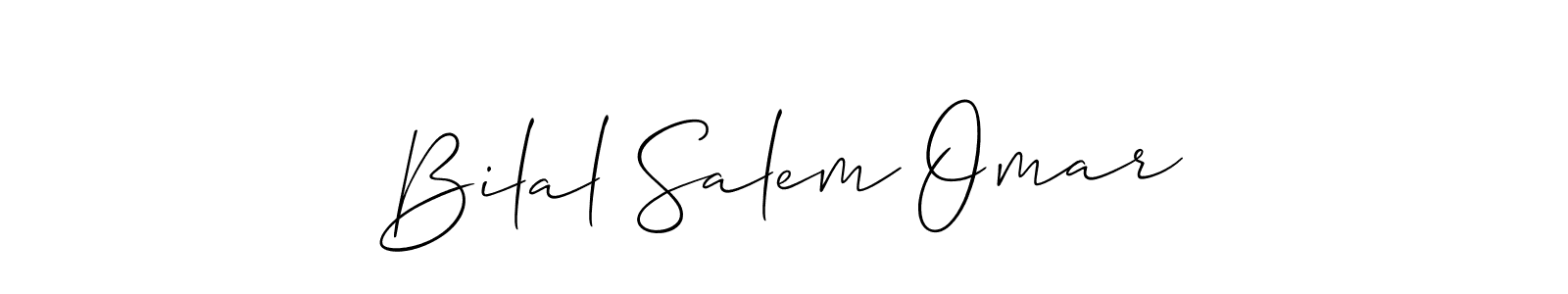 Make a beautiful signature design for name Bilal Salem Omar. With this signature (Allison_Script) style, you can create a handwritten signature for free. Bilal Salem Omar signature style 2 images and pictures png