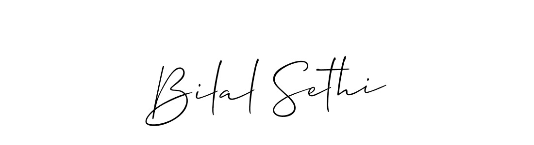 Make a beautiful signature design for name Bilal Sethi. With this signature (Allison_Script) style, you can create a handwritten signature for free. Bilal Sethi signature style 2 images and pictures png