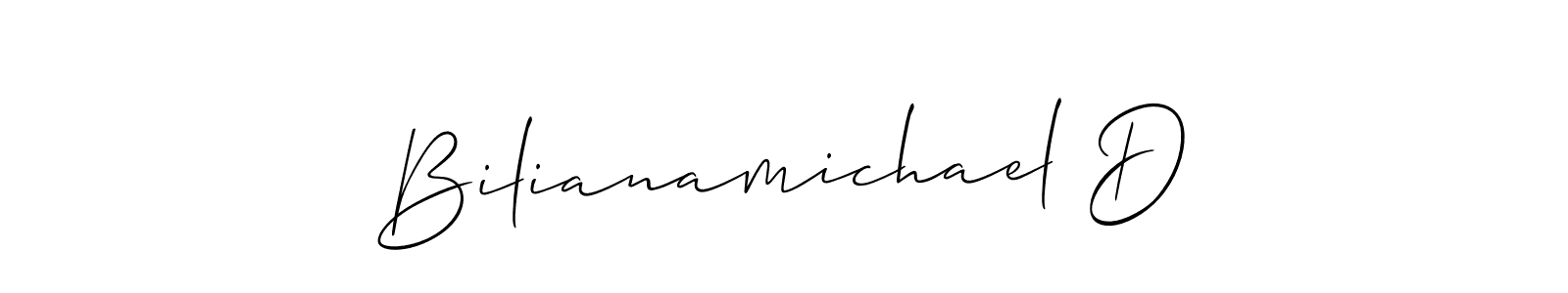 Use a signature maker to create a handwritten signature online. With this signature software, you can design (Allison_Script) your own signature for name Bilianamichael D. Bilianamichael D signature style 2 images and pictures png