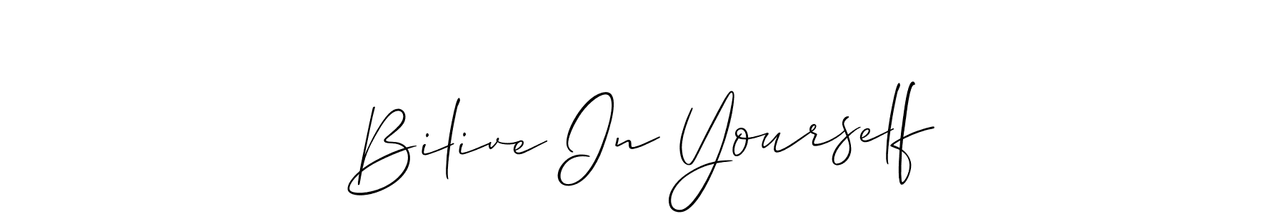 It looks lik you need a new signature style for name Bilive In Yourself. Design unique handwritten (Allison_Script) signature with our free signature maker in just a few clicks. Bilive In Yourself signature style 2 images and pictures png