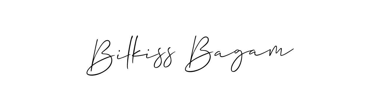 if you are searching for the best signature style for your name Bilkiss Bagam. so please give up your signature search. here we have designed multiple signature styles  using Allison_Script. Bilkiss Bagam signature style 2 images and pictures png