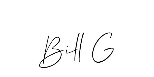 The best way (Allison_Script) to make a short signature is to pick only two or three words in your name. The name Bill G include a total of six letters. For converting this name. Bill G signature style 2 images and pictures png