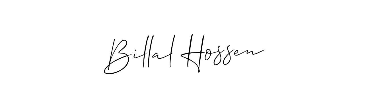 The best way (Allison_Script) to make a short signature is to pick only two or three words in your name. The name Billal Hossen include a total of six letters. For converting this name. Billal Hossen signature style 2 images and pictures png