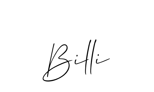 Use a signature maker to create a handwritten signature online. With this signature software, you can design (Allison_Script) your own signature for name Billi. Billi signature style 2 images and pictures png