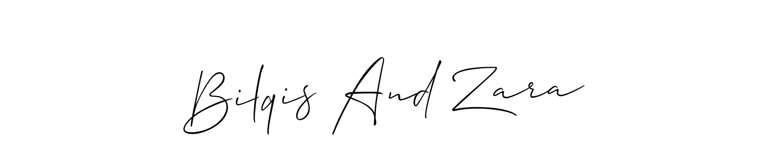 Allison_Script is a professional signature style that is perfect for those who want to add a touch of class to their signature. It is also a great choice for those who want to make their signature more unique. Get Bilqis And Zara name to fancy signature for free. Bilqis And Zara signature style 2 images and pictures png