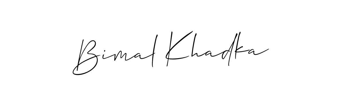 Allison_Script is a professional signature style that is perfect for those who want to add a touch of class to their signature. It is also a great choice for those who want to make their signature more unique. Get Bimal Khadka name to fancy signature for free. Bimal Khadka signature style 2 images and pictures png