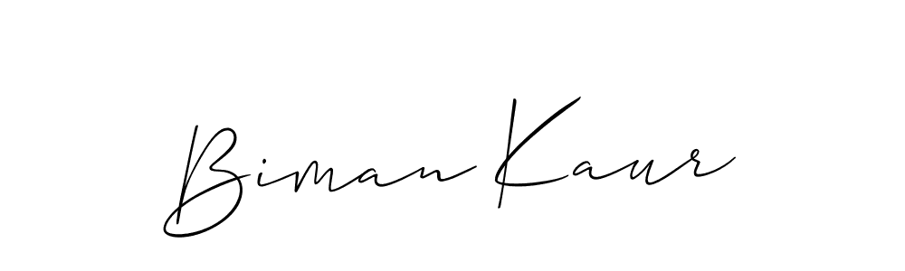 It looks lik you need a new signature style for name Biman Kaur. Design unique handwritten (Allison_Script) signature with our free signature maker in just a few clicks. Biman Kaur signature style 2 images and pictures png