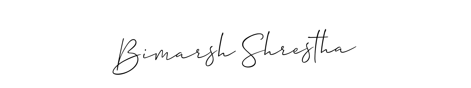 It looks lik you need a new signature style for name Bimarsh Shrestha. Design unique handwritten (Allison_Script) signature with our free signature maker in just a few clicks. Bimarsh Shrestha signature style 2 images and pictures png