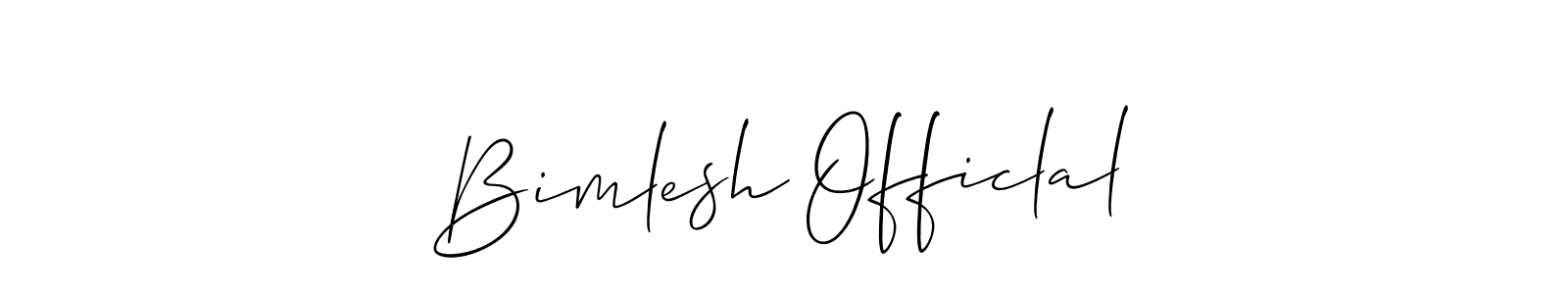 Create a beautiful signature design for name Bimlesh Officlal. With this signature (Allison_Script) fonts, you can make a handwritten signature for free. Bimlesh Officlal signature style 2 images and pictures png