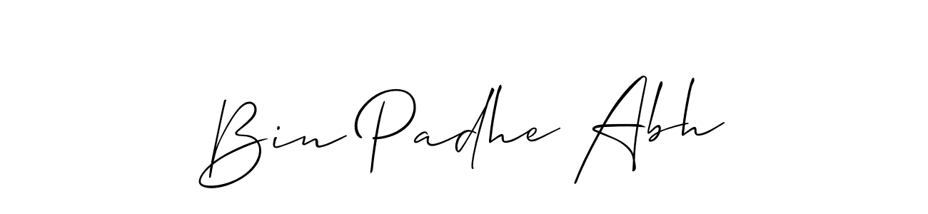 The best way (Allison_Script) to make a short signature is to pick only two or three words in your name. The name Bin Padhe Abh include a total of six letters. For converting this name. Bin Padhe Abh signature style 2 images and pictures png