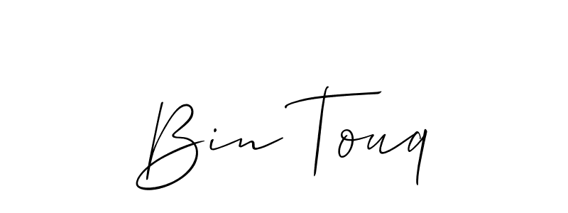 You should practise on your own different ways (Allison_Script) to write your name (Bin Touq) in signature. don't let someone else do it for you. Bin Touq signature style 2 images and pictures png