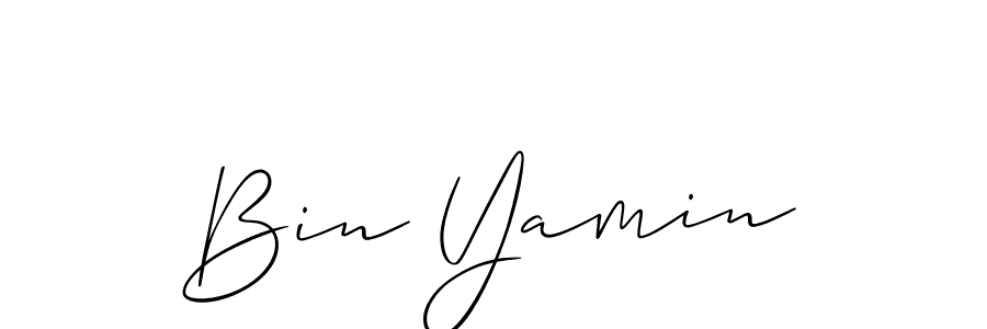 Make a beautiful signature design for name Bin Yamin. With this signature (Allison_Script) style, you can create a handwritten signature for free. Bin Yamin signature style 2 images and pictures png