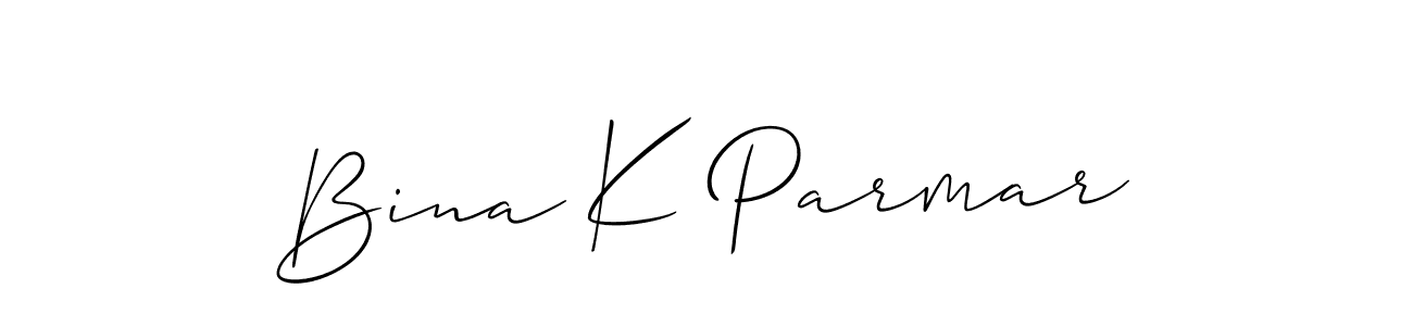 Create a beautiful signature design for name Bina K Parmar. With this signature (Allison_Script) fonts, you can make a handwritten signature for free. Bina K Parmar signature style 2 images and pictures png