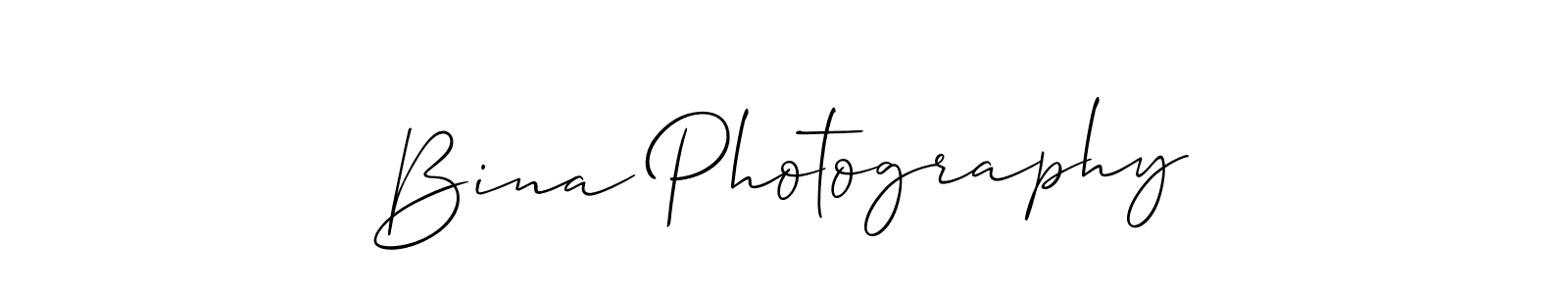 How to make Bina Photography name signature. Use Allison_Script style for creating short signs online. This is the latest handwritten sign. Bina Photography signature style 2 images and pictures png