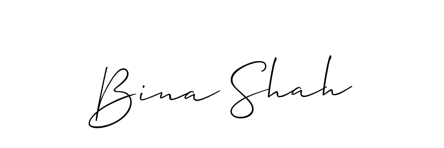 Use a signature maker to create a handwritten signature online. With this signature software, you can design (Allison_Script) your own signature for name Bina Shah. Bina Shah signature style 2 images and pictures png