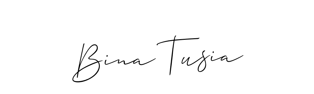 Make a beautiful signature design for name Bina Tusia. With this signature (Allison_Script) style, you can create a handwritten signature for free. Bina Tusia signature style 2 images and pictures png