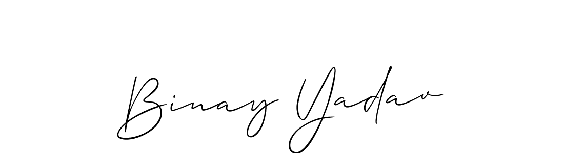 Create a beautiful signature design for name Binay Yadav. With this signature (Allison_Script) fonts, you can make a handwritten signature for free. Binay Yadav signature style 2 images and pictures png