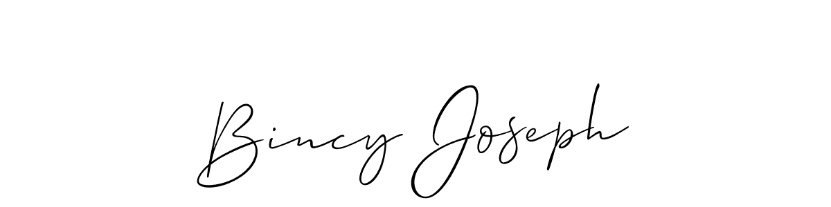 Allison_Script is a professional signature style that is perfect for those who want to add a touch of class to their signature. It is also a great choice for those who want to make their signature more unique. Get Bincy Joseph name to fancy signature for free. Bincy Joseph signature style 2 images and pictures png