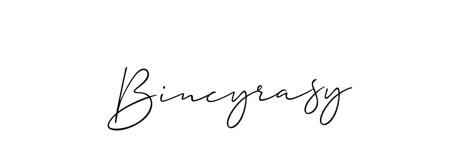 Create a beautiful signature design for name Bincyrasy. With this signature (Allison_Script) fonts, you can make a handwritten signature for free. Bincyrasy signature style 2 images and pictures png