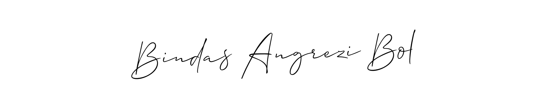 Similarly Allison_Script is the best handwritten signature design. Signature creator online .You can use it as an online autograph creator for name Bindas Angrezi Bol. Bindas Angrezi Bol signature style 2 images and pictures png