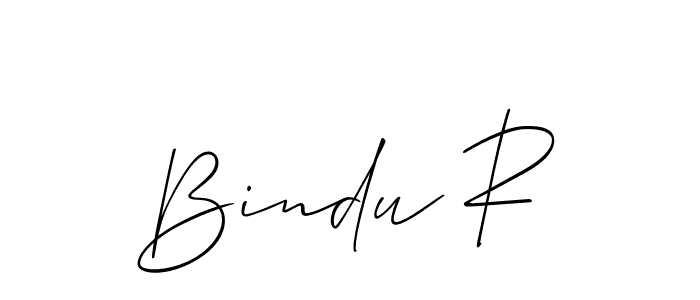 The best way (Allison_Script) to make a short signature is to pick only two or three words in your name. The name Bindu R include a total of six letters. For converting this name. Bindu R signature style 2 images and pictures png