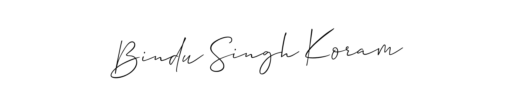 Also we have Bindu Singh Koram name is the best signature style. Create professional handwritten signature collection using Allison_Script autograph style. Bindu Singh Koram signature style 2 images and pictures png