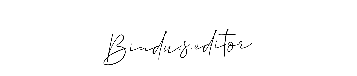 if you are searching for the best signature style for your name Bindu.s.editor. so please give up your signature search. here we have designed multiple signature styles  using Allison_Script. Bindu.s.editor signature style 2 images and pictures png