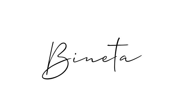 if you are searching for the best signature style for your name Bineta. so please give up your signature search. here we have designed multiple signature styles  using Allison_Script. Bineta signature style 2 images and pictures png