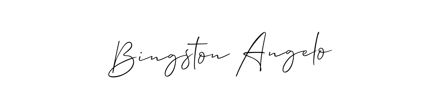 Use a signature maker to create a handwritten signature online. With this signature software, you can design (Allison_Script) your own signature for name Bingston Angelo. Bingston Angelo signature style 2 images and pictures png