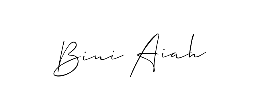 if you are searching for the best signature style for your name Bini Aiah. so please give up your signature search. here we have designed multiple signature styles  using Allison_Script. Bini Aiah signature style 2 images and pictures png