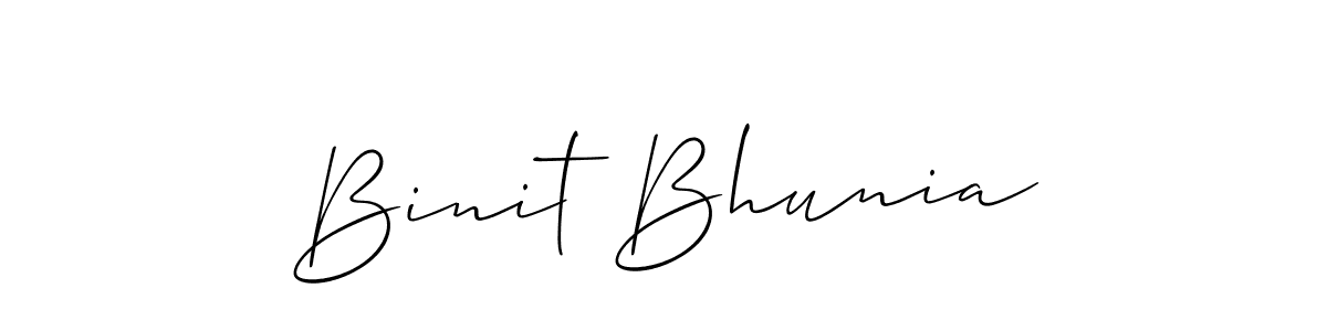 Make a beautiful signature design for name Binit Bhunia. With this signature (Allison_Script) style, you can create a handwritten signature for free. Binit Bhunia signature style 2 images and pictures png