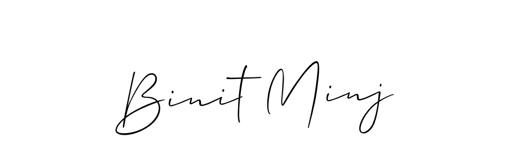 Allison_Script is a professional signature style that is perfect for those who want to add a touch of class to their signature. It is also a great choice for those who want to make their signature more unique. Get Binit Minj name to fancy signature for free. Binit Minj signature style 2 images and pictures png