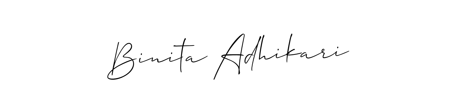 The best way (Allison_Script) to make a short signature is to pick only two or three words in your name. The name Binita Adhikari include a total of six letters. For converting this name. Binita Adhikari signature style 2 images and pictures png