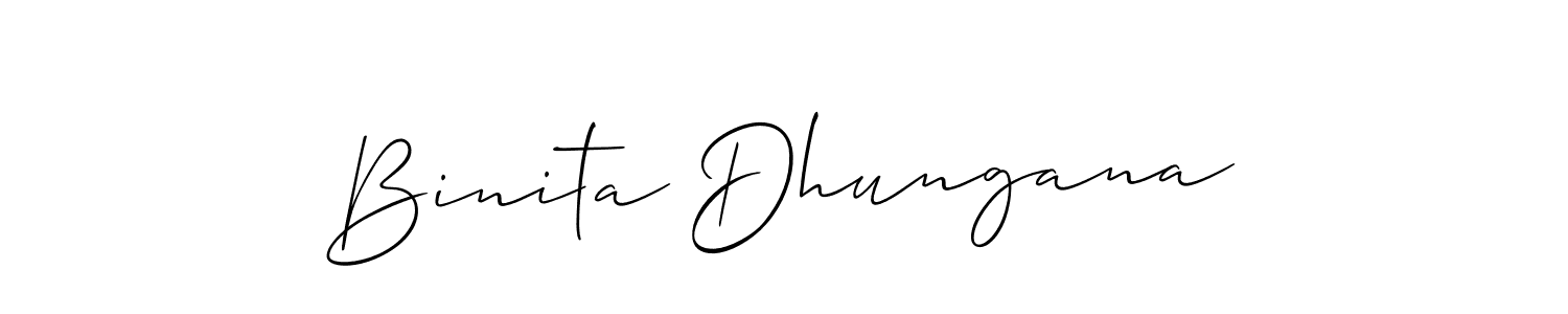 if you are searching for the best signature style for your name Binita Dhungana. so please give up your signature search. here we have designed multiple signature styles  using Allison_Script. Binita Dhungana signature style 2 images and pictures png