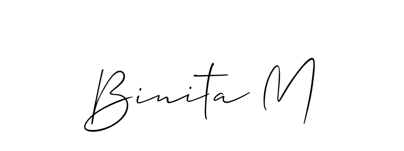 if you are searching for the best signature style for your name Binita M. so please give up your signature search. here we have designed multiple signature styles  using Allison_Script. Binita M signature style 2 images and pictures png