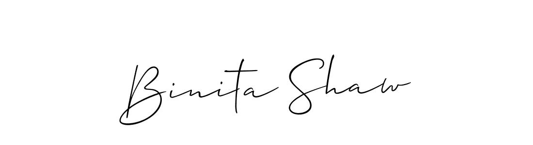 It looks lik you need a new signature style for name Binita Shaw. Design unique handwritten (Allison_Script) signature with our free signature maker in just a few clicks. Binita Shaw signature style 2 images and pictures png