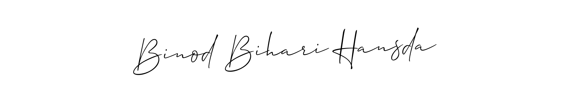 Use a signature maker to create a handwritten signature online. With this signature software, you can design (Allison_Script) your own signature for name Binod Bihari Hansda. Binod Bihari Hansda signature style 2 images and pictures png