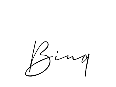 The best way (Allison_Script) to make a short signature is to pick only two or three words in your name. The name Binq include a total of six letters. For converting this name. Binq signature style 2 images and pictures png