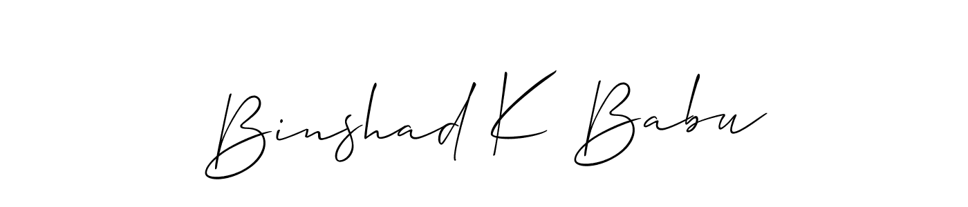 Also we have Binshad K Babu name is the best signature style. Create professional handwritten signature collection using Allison_Script autograph style. Binshad K Babu signature style 2 images and pictures png