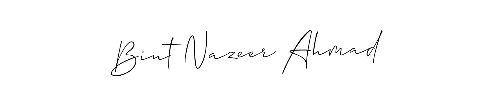 Check out images of Autograph of Bint Nazeer Ahmad name. Actor Bint Nazeer Ahmad Signature Style. Allison_Script is a professional sign style online. Bint Nazeer Ahmad signature style 2 images and pictures png