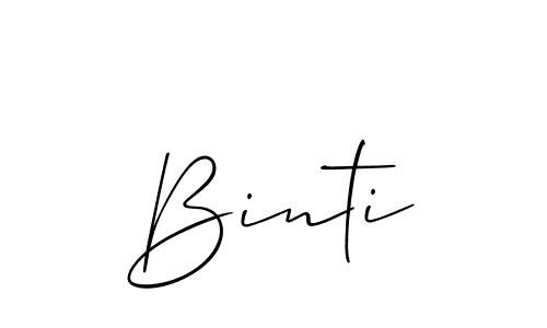 Design your own signature with our free online signature maker. With this signature software, you can create a handwritten (Allison_Script) signature for name Binti. Binti signature style 2 images and pictures png