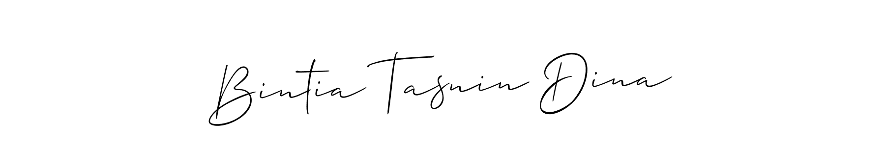 How to make Bintia Tasnin Dina signature? Allison_Script is a professional autograph style. Create handwritten signature for Bintia Tasnin Dina name. Bintia Tasnin Dina signature style 2 images and pictures png